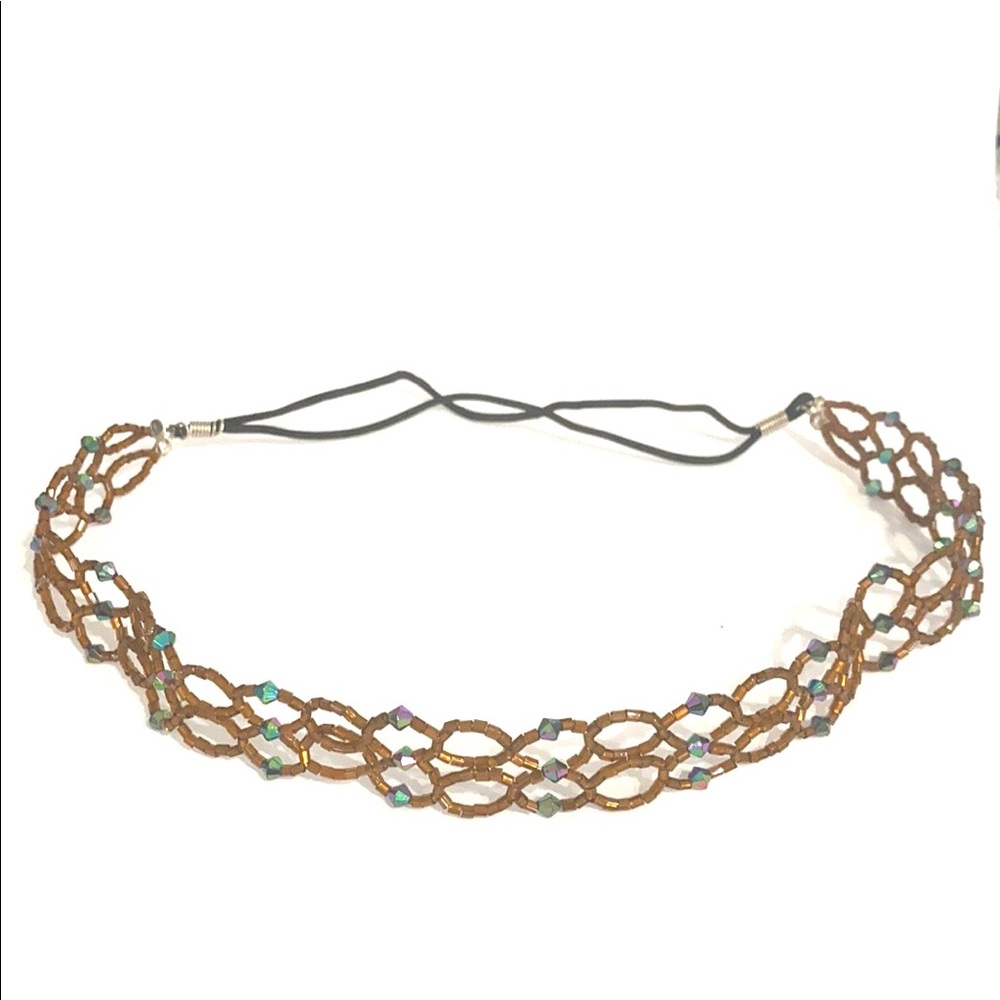 Beaded Headband Brown